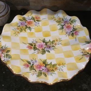 MacKenzie-Childs hand painted fluted cake stand